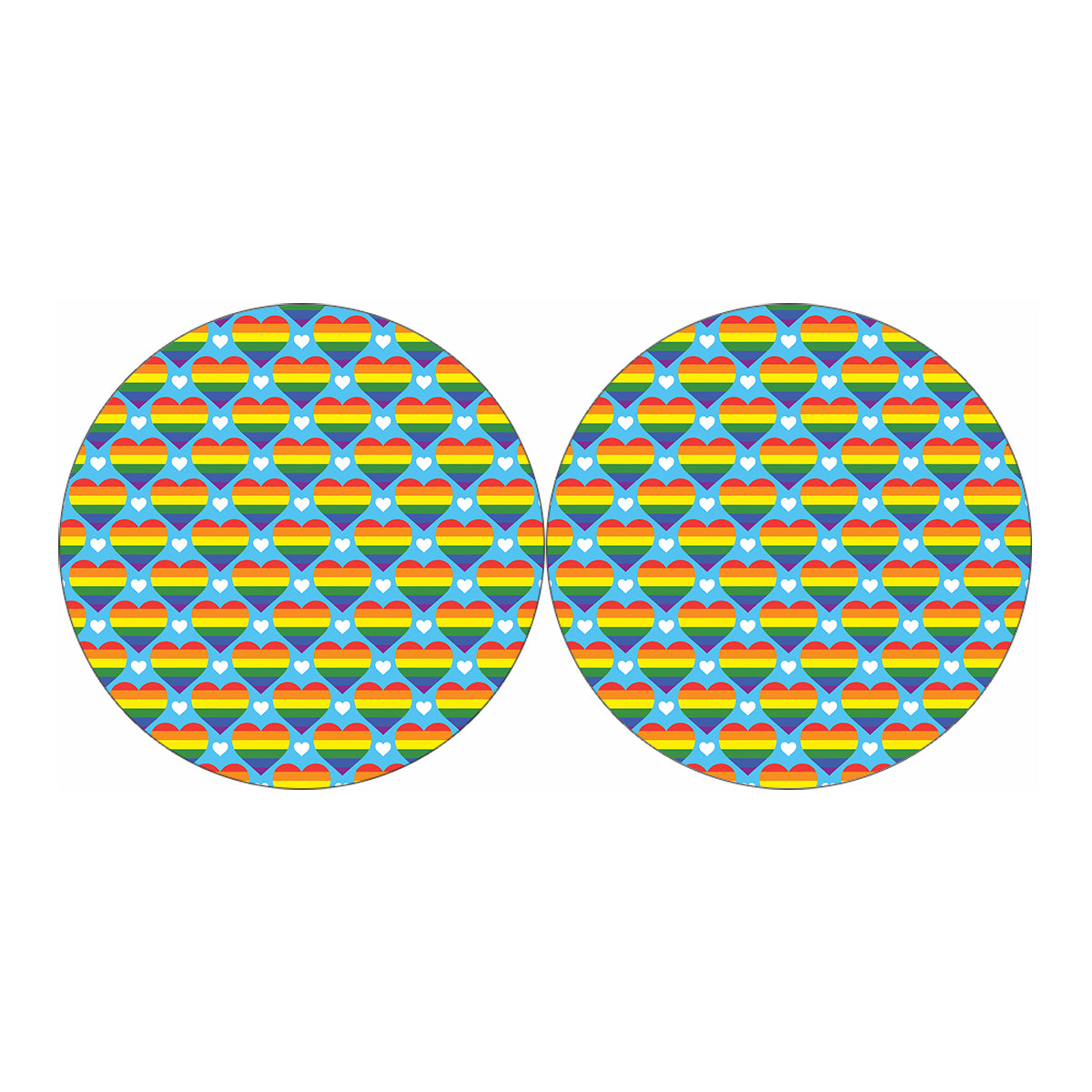 LGBT Pride Rainbow Heart Pattern Print Car Coasters
