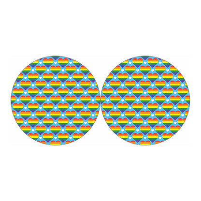 LGBT Pride Rainbow Heart Pattern Print Car Coasters