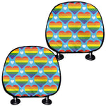 LGBT Pride Rainbow Heart Pattern Print Car Headrest Covers