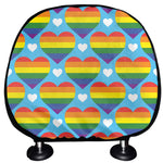 LGBT Pride Rainbow Heart Pattern Print Car Headrest Covers