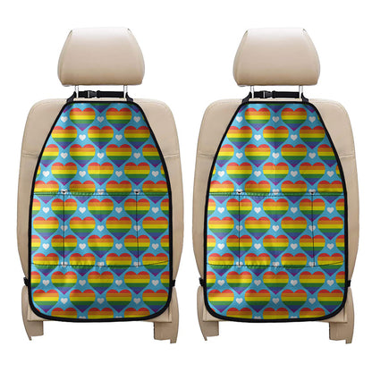 LGBT Pride Rainbow Heart Pattern Print Car Seat Organizers