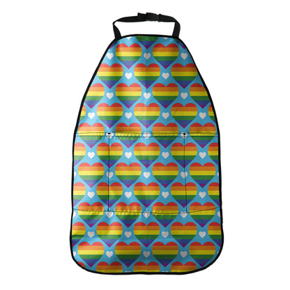 LGBT Pride Rainbow Heart Pattern Print Car Seat Organizers
