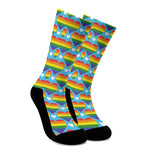 LGBT Pride Rainbow Heart Pattern Print Crew Socks