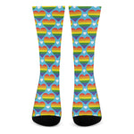 LGBT Pride Rainbow Heart Pattern Print Crew Socks