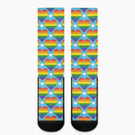 LGBT Pride Rainbow Heart Pattern Print Crew Socks