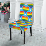 LGBT Pride Rainbow Heart Pattern Print Dining Chair Slipcover