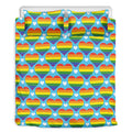 LGBT Pride Rainbow Heart Pattern Print Duvet Cover Bedding Set
