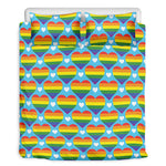 LGBT Pride Rainbow Heart Pattern Print Duvet Cover Bedding Set
