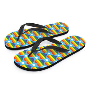 LGBT Pride Rainbow Heart Pattern Print Flip Flops