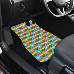 LGBT Pride Rainbow Heart Pattern Print Front Car Floor Mats