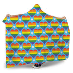 LGBT Pride Rainbow Heart Pattern Print Hooded Blanket