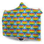 LGBT Pride Rainbow Heart Pattern Print Hooded Blanket