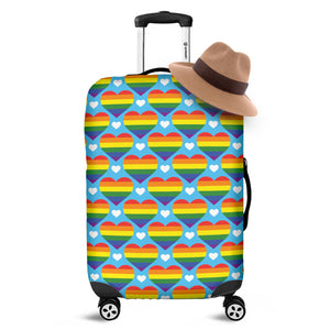 LGBT Pride Rainbow Heart Pattern Print Luggage Cover