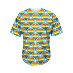 LGBT Pride Rainbow Heart Pattern Print Men's Baseball Jersey