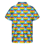 LGBT Pride Rainbow Heart Pattern Print Men's Short Sleeve Shirt