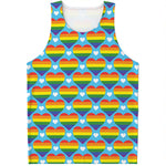 LGBT Pride Rainbow Heart Pattern Print Men's Tank Top