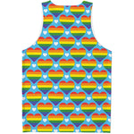 LGBT Pride Rainbow Heart Pattern Print Men's Tank Top