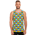 LGBT Pride Rainbow Heart Pattern Print Men's Tank Top