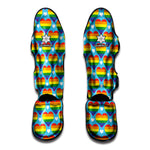 LGBT Pride Rainbow Heart Pattern Print Muay Thai Shin Guard