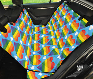 LGBT Pride Rainbow Heart Pattern Print Pet Car Back Seat Cover