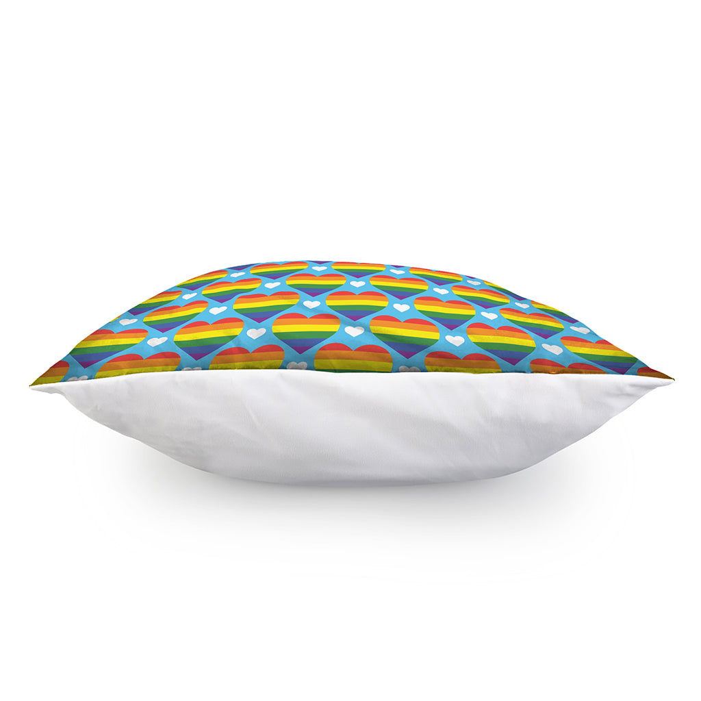 LGBT Pride Rainbow Heart Pattern Print Pillow Cover