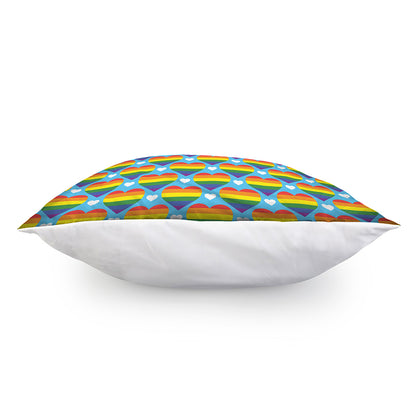 LGBT Pride Rainbow Heart Pattern Print Pillow Cover