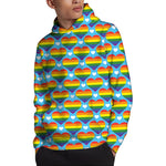 LGBT Pride Rainbow Heart Pattern Print Pullover Hoodie