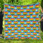 LGBT Pride Rainbow Heart Pattern Print Quilt