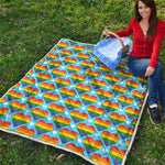 LGBT Pride Rainbow Heart Pattern Print Quilt