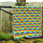 LGBT Pride Rainbow Heart Pattern Print Quilt