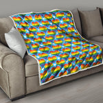 LGBT Pride Rainbow Heart Pattern Print Quilt