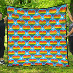 LGBT Pride Rainbow Heart Pattern Print Quilt