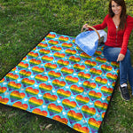 LGBT Pride Rainbow Heart Pattern Print Quilt
