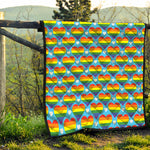 LGBT Pride Rainbow Heart Pattern Print Quilt