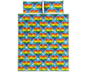 LGBT Pride Rainbow Heart Pattern Print Quilt Bed Set