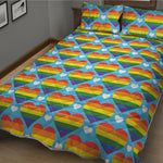 LGBT Pride Rainbow Heart Pattern Print Quilt Bed Set