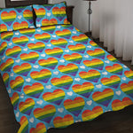 LGBT Pride Rainbow Heart Pattern Print Quilt Bed Set