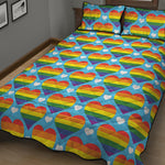 LGBT Pride Rainbow Heart Pattern Print Quilt Bed Set