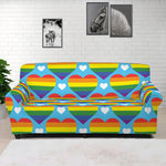 LGBT Pride Rainbow Heart Pattern Print Sofa Cover