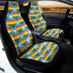 LGBT Pride Rainbow Heart Pattern Print Universal Fit Car Seat Covers