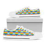 LGBT Pride Rainbow Heart Pattern Print White Low Top Shoes