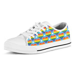LGBT Pride Rainbow Heart Pattern Print White Low Top Shoes