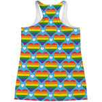 LGBT Pride Rainbow Heart Pattern Print Women's Racerback Tank Top