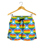 LGBT Pride Rainbow Heart Pattern Print Women's Shorts