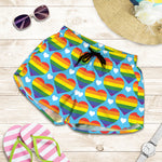 LGBT Pride Rainbow Heart Pattern Print Women's Shorts