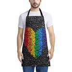 LGBT Pride Rainbow Heart Stones Print Apron