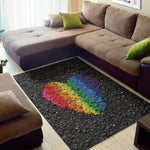 LGBT Pride Rainbow Heart Stones Print Area Rug