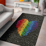 LGBT Pride Rainbow Heart Stones Print Area Rug