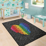 LGBT Pride Rainbow Heart Stones Print Area Rug