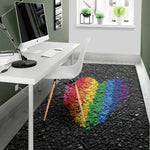 LGBT Pride Rainbow Heart Stones Print Area Rug
